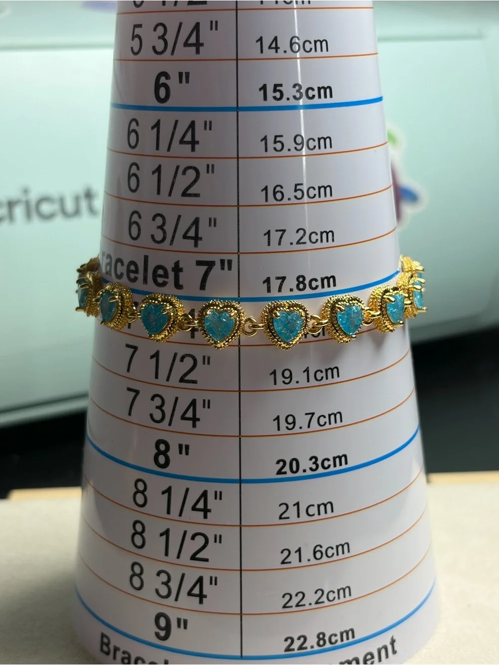 Gold-Plated Bracelet with Turquoise Heart Stones